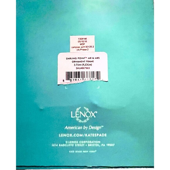 Kate Spade Lenox Darling Point Mr & Mrs Silver Plated Mini Frame Ornament NIB - Picture 2 of 13